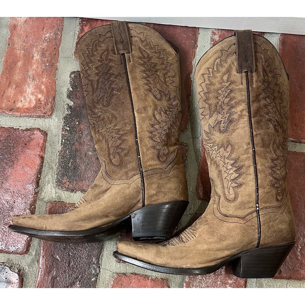 Dan Post Brown Leather Cowboy Boots Size 6 Womens Western